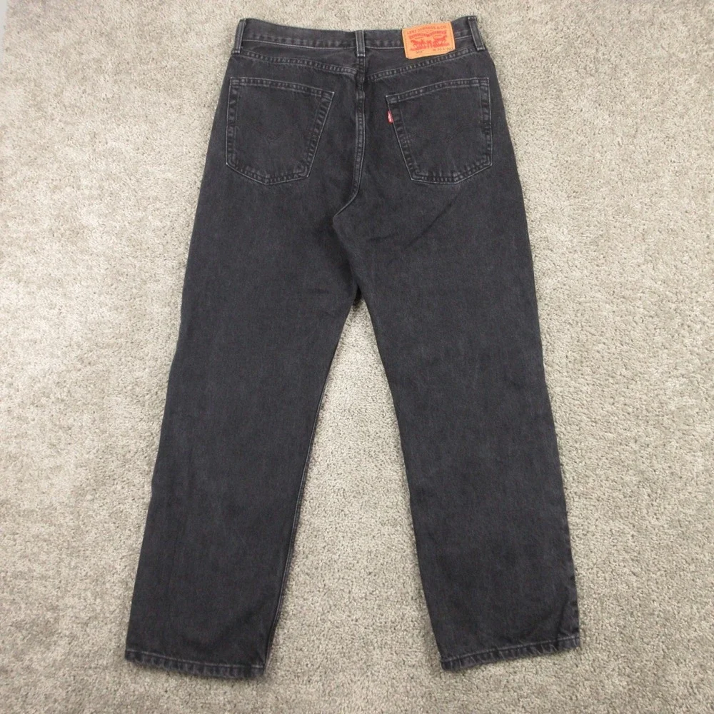 Levis Jeans Mens 31x30 Black 565 Loose Straight Baggy Washed Zip Fly Denim Pants